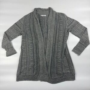 Maurices Cardigan Sweater Womens 2 Gray Tight Knit Cozy Raglan Sleeve Open-Front
